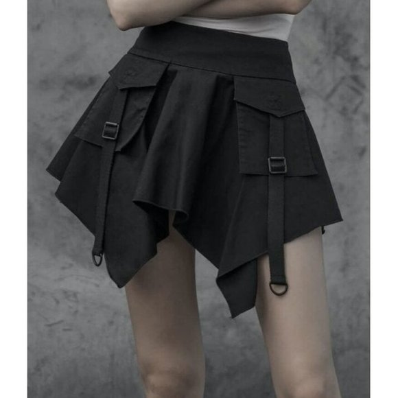 Punk Rave Dresses & Skirts - PUNK RAVE Citysquad asymmetrical skirt w/attached shorts